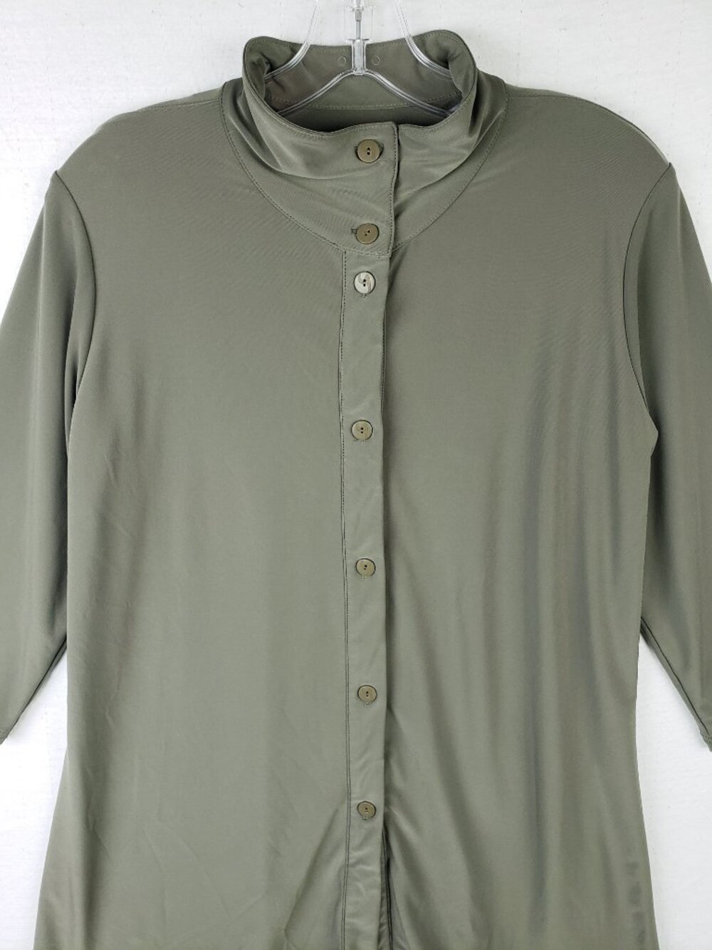 Sympli Canada Tunic Top Shirt Slinky Stretchy Green size 10 Lagenlook Minimalist - Picture 9 of 11